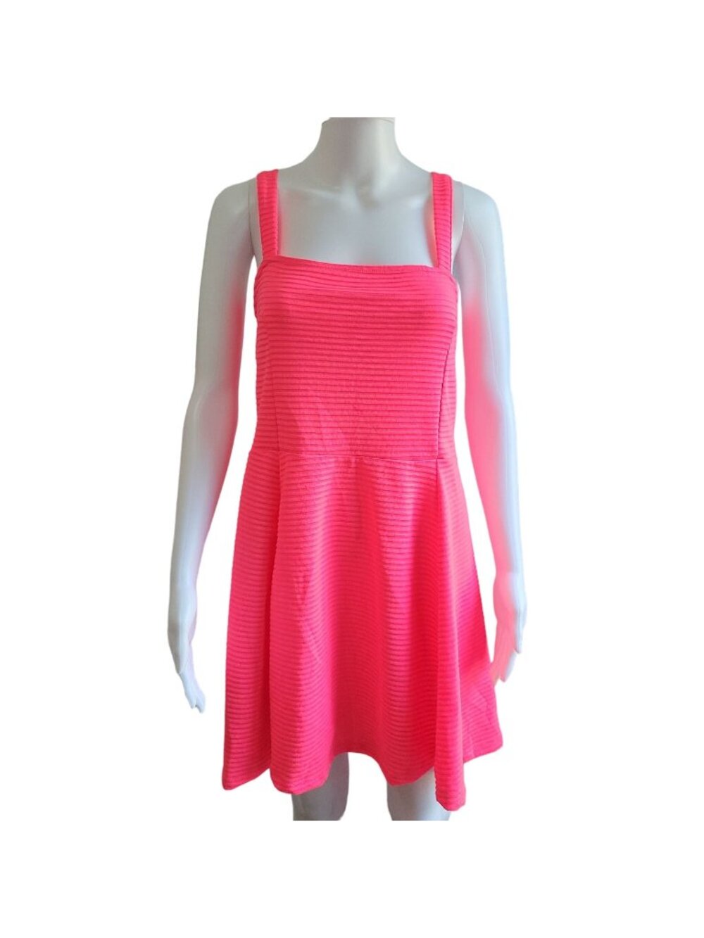 H & M Divided Brand Fluorescent Hot Pink Neon Summer Dress Size L NWT